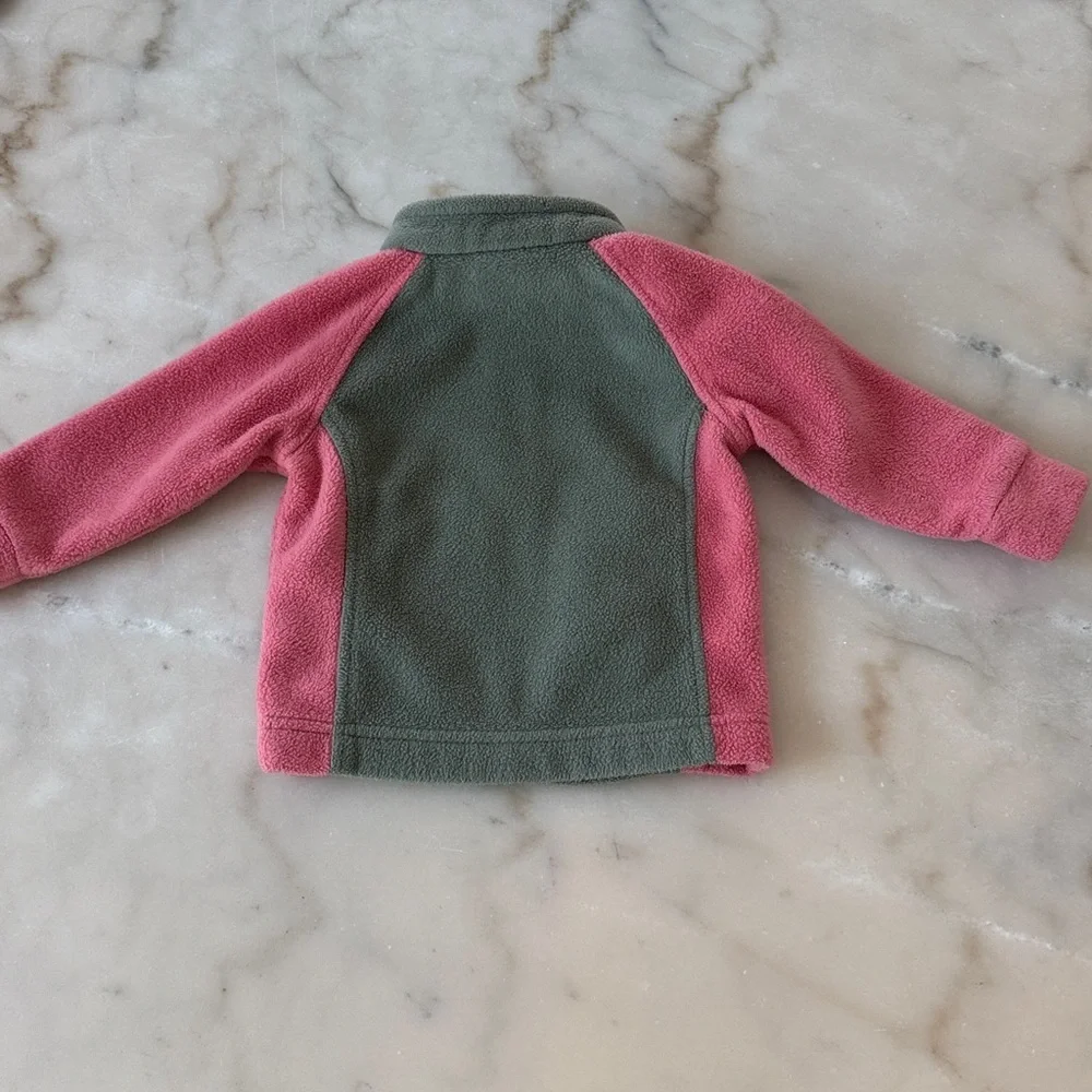 Columbia Baby Girls' Benton Springs Fleece Zip Jacket in Pink Green 6-12 Months - Picture 4 of 12